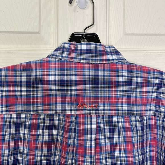 Ariat Pro Series Blue Red Plaid Long Sleeve Button Shirt Mens Sz M Medium - Picture 7 of 7